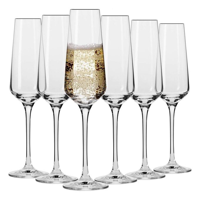 Krosno Crystal Champagne Flute Glasses, Set of 6, 6.1 oz, Avant-Garde Collection, Classic Shape for Timeless Style, Ideal for Mimosas, Prosecco, Sparkling Wine, Dishwasher Safe, Made in Europe - Image 1