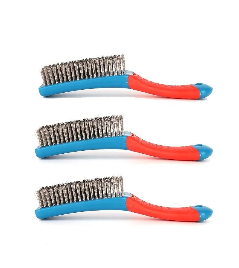 Wire Brush Set 4pcs Red And Blue Assorted Sizes - Image 2