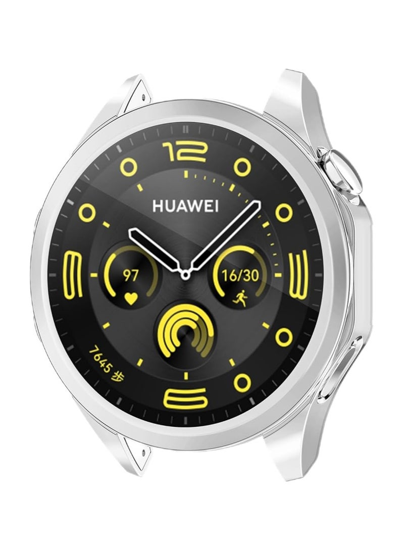 حافظات متوافقة مع واقي شاشة Huawei Watch GT 4 مقاس 41 مم، حافظة واقية مطلية بمادة TPU وغطاء درع لساعة Huawei Watch GT4 مقاس 41 مم (فضي)