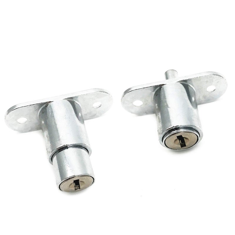 XMHF Push Plunger Lock 19mm Cylinder Zinc Alloy Chrome Finish 2Pcs Keyed Different