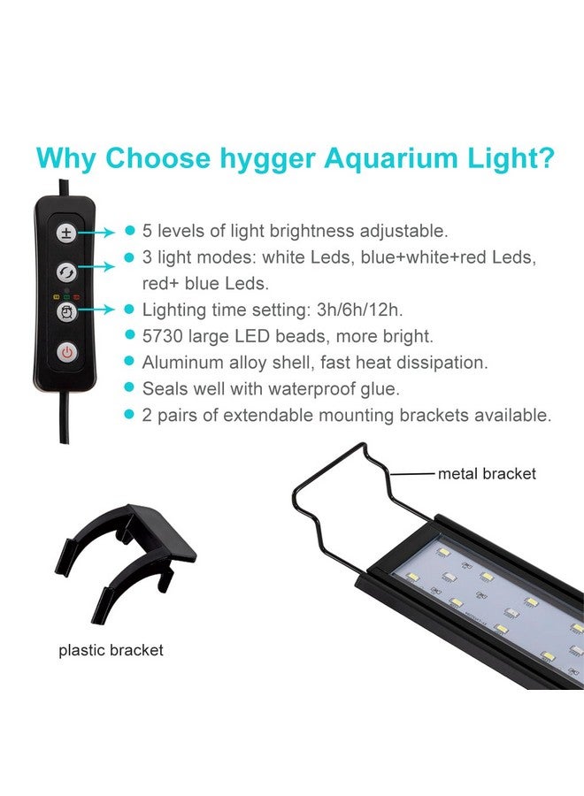 Hygger 14W Full Spectrum Aquarium Light With Aluminum Alloy Shell Extendable Brackets, White Blue Red Leds, External Controller, For Freshwater Fish Tank (1824 Inch) - Image 2