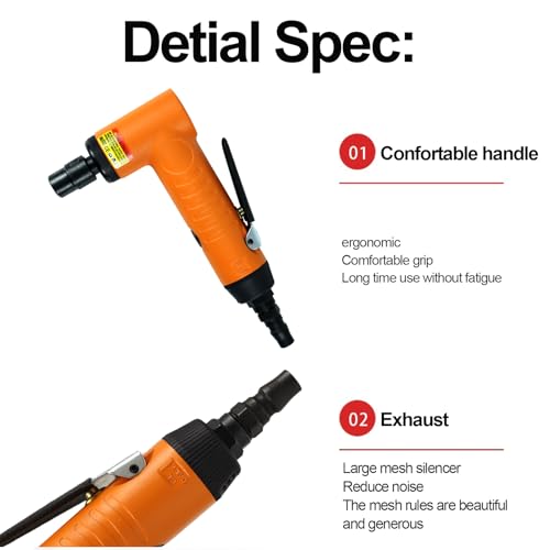 YPCOO Air Die Grinder Set 14In Pneumatic Right Angle Die Grinder 18000RPM for Detailing Grinding Deburring Polishingwith 14 and 18 in Collets20pc 2in sander discs10Pc Air Die Grinder Stone Set - Image 3