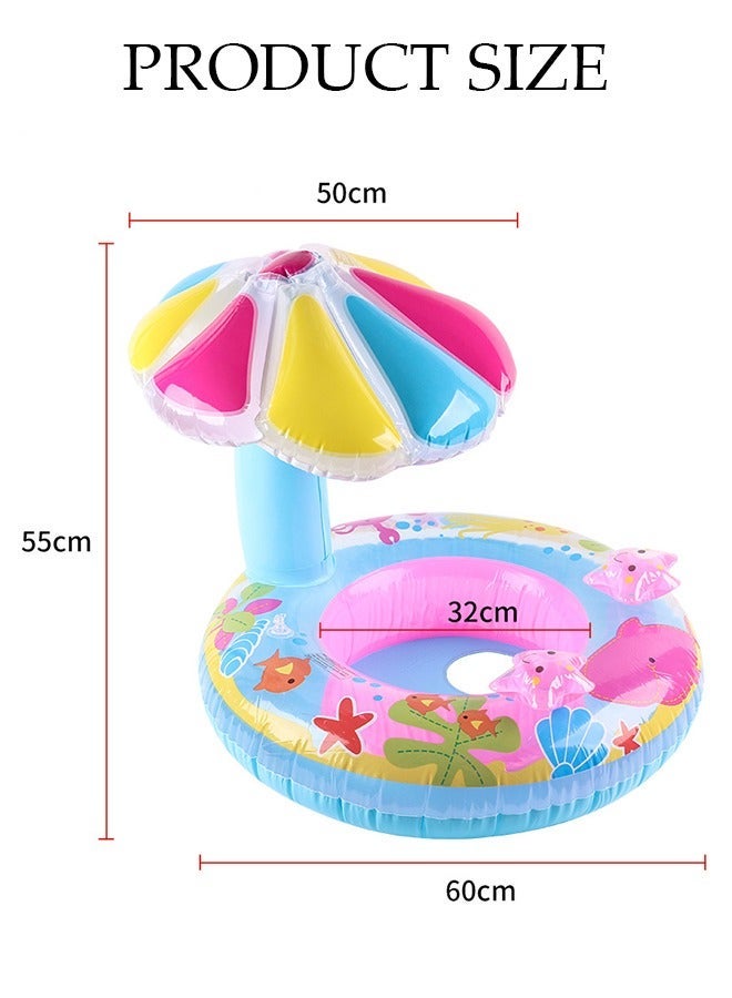 DUNISO Baby Pool Float with Canopy Swimming Pool Float Inflatable for Kids, Inflatable Baby Float with Safety Seat and Sunshade for Toddler 6-36 Months - Image 2