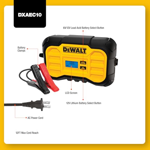 DEWALT شاحن بطارية ديوليت DXAEC10 الاحترافي 10 أمبير، حافظ بطارية، شاحن بطارية ببطء - Image 4