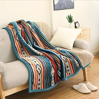 Ukeler Flannel Sherpa Throw 50' x 60'- Bohemian Soft Plush Flannel Blanket Throws for Bed/Couch/Sofa/Office/Camping - Image 1