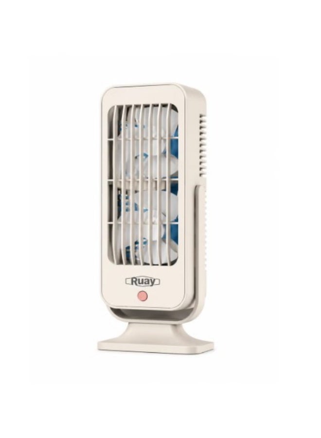 Ruay RA94 Rechargeable Desktop Fan Portable USB Cooling Fan With 3 Speed Adjustable Angle Long Battery Mini Table Fan Beige - Image 1