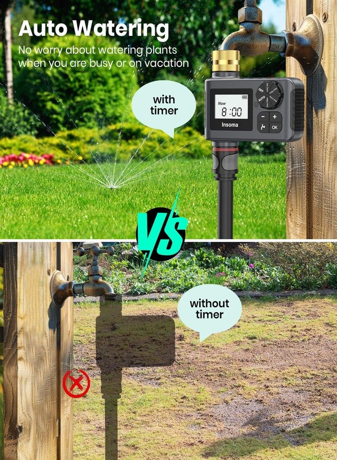 Insoma [Upgraded Version] Sprinkler Timer with Brass Swivel, Programmable Water Timer for Outdoor Garden Hose, Hose Timers with Rain Delay/Manual/Auto Mode, Drip Irrigation and Lawn Watering System, 1 Outlet - Image 2