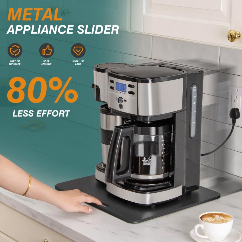ANBOXIT Metal Appliance Slider, Sliding Tray for Coffee Maker,360Â° Effortless Movement,Small Appliance Rolling Tray for Counter, Coffee Pot Slider, Wide - Medium (13"D x 14"W) - Image 2