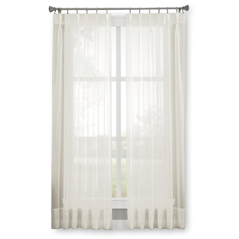 Curtainworks Soho Voile Sheer Pinch Pleat Curtain Panel, 29 by 108", Oyster,1Q805908OY - Image 2