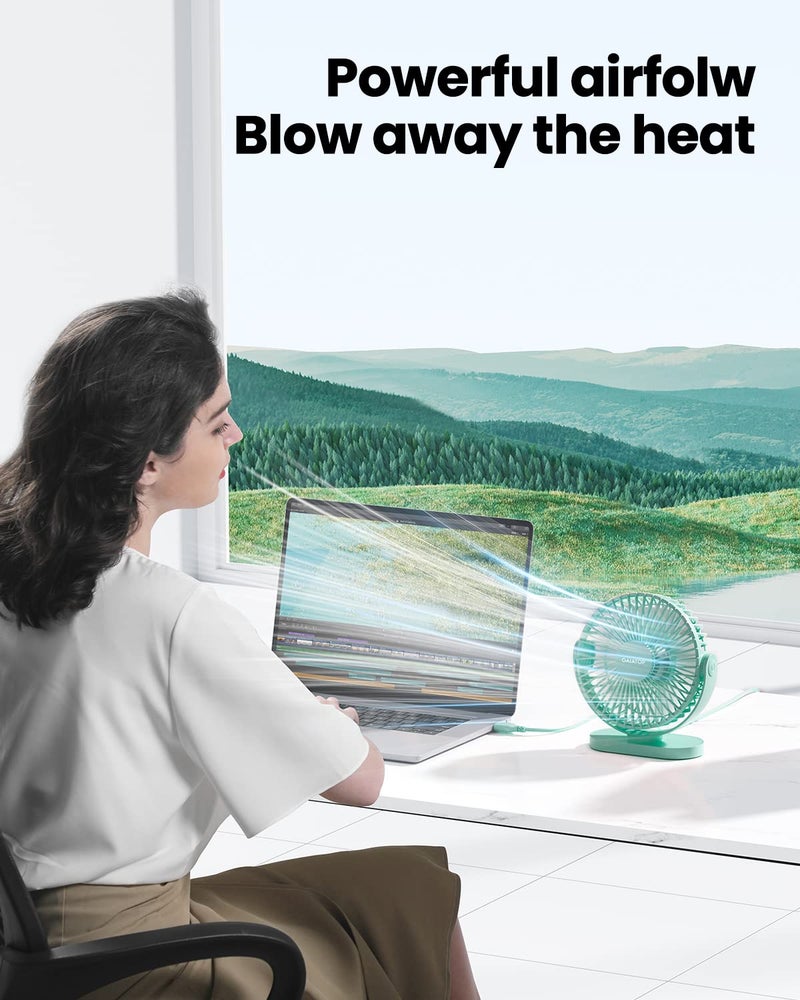 Gaiatop مروحة مكتب USB من جاياتوب، 5.5 بوصة صغيرة هادئة قوية 3 سرعات دوران 90°، مروحات طاولة شخصية محمولة صغيرة، تبريد للمنزل والمكتب والسفر بالسيارة في الداخل والخارج باللون الوردي - Image 2