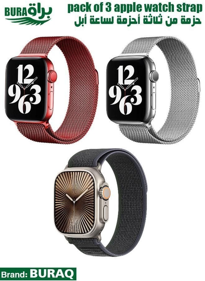 BURAQ - Apple Watch Band Strap For Apple Watch Ultra 2/Ultra 49mm, Series 10 46mm, 9/8/7 45mm, SE2/SE/6/5/4 44mm, 3/2/1 42mm - Image 1