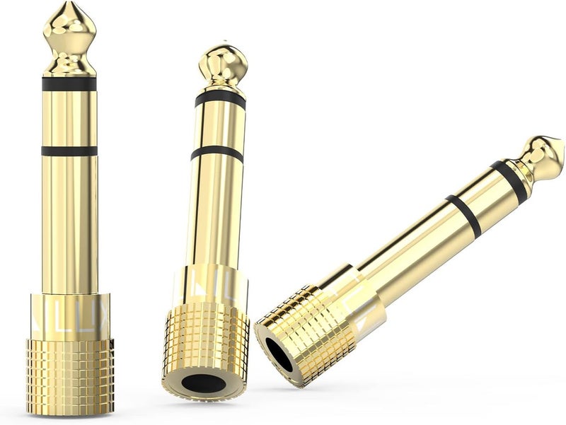 Cubilux 6.35mm to 3.5mm Audio Adapter, Gold Plated 1/4" Male to 1/8" Female TRS Stereo AUX Connector Converter for Guitar Keyboard Digital Piano Studio Monitor Amplifier Mixer Splitter, 3-Pack - Image 1