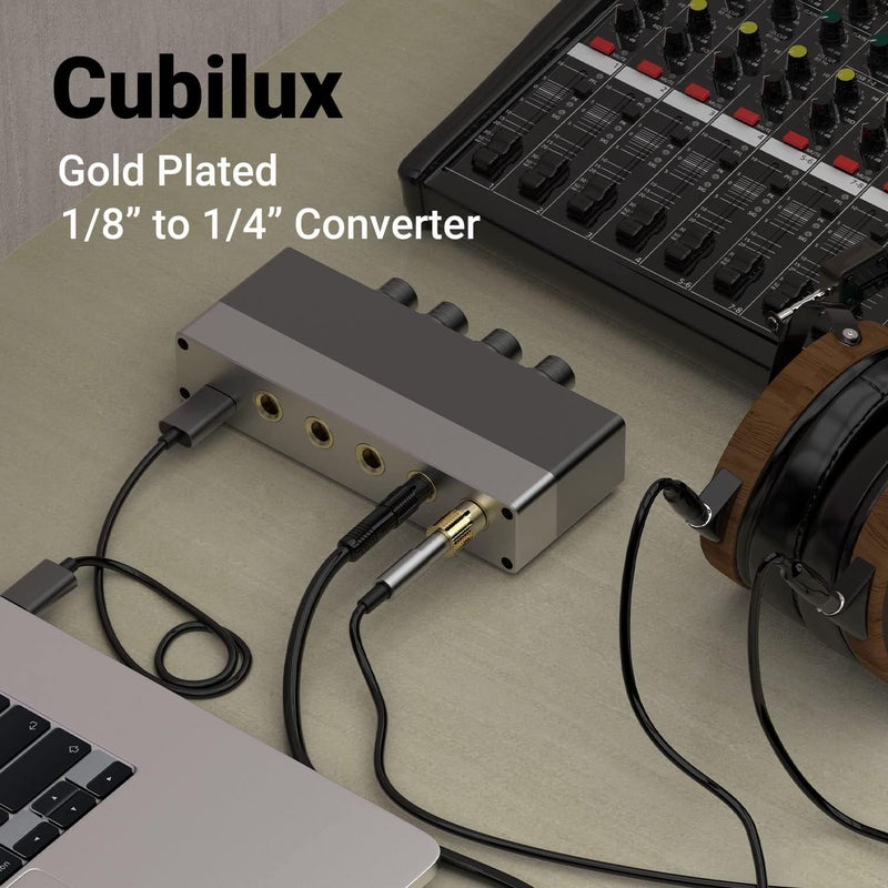 Cubilux 6.35mm to 3.5mm Audio Adapter, Gold Plated 1/4" Male to 1/8" Female TRS Stereo AUX Connector Converter for Guitar Keyboard Digital Piano Studio Monitor Amplifier Mixer Splitter, 3-Pack - Image 2