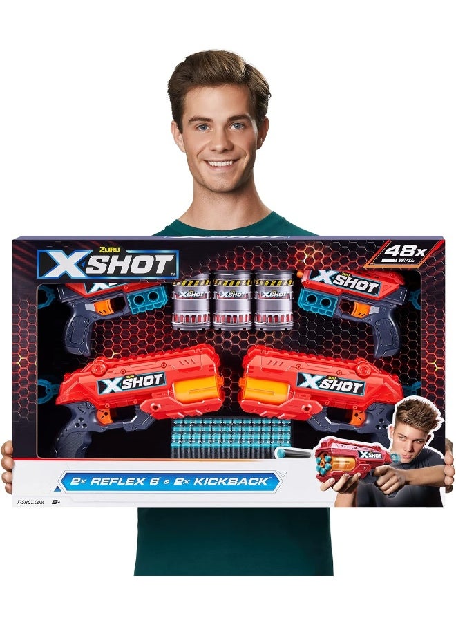 X-Shot Excel Combo Pack [2 Kickback/2 Reflex-6] (3 Cans/48 Darts)