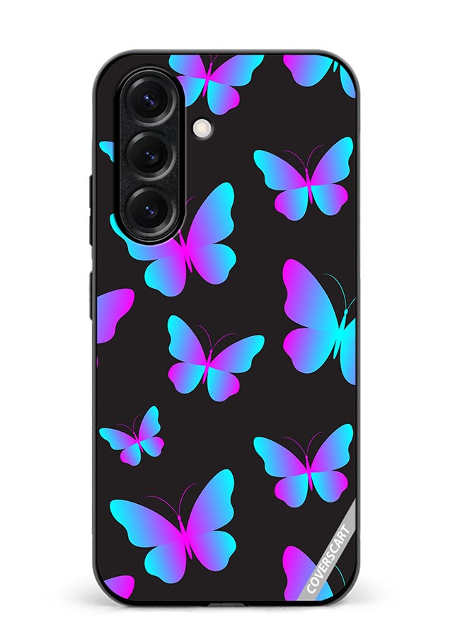 VR CREATIVE Protective Case Cover For Samsung Galaxy A56 Neon Butterflies Seamless Pattern Design Multicolour