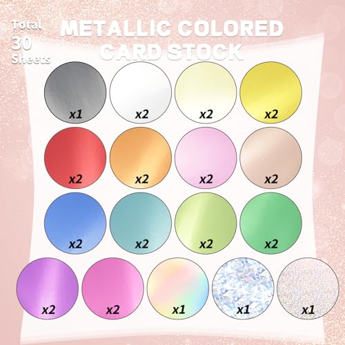 Nitelemn 30 Pack Metallic Cardstock Paper Sheets, 6" x 8" Color Foil Mirror Shimmering Paper 250gsm/92lb For Arts and Crafts, Decorative, Weddings & Birthdays Invitations, Scrapbook Supplies (Metallic) - Image 3
