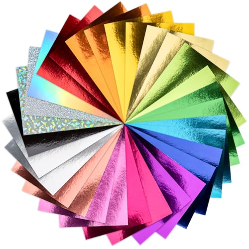Nitelemn 30 Pack Metallic Cardstock Paper Sheets, 6" x 8" Color Foil Mirror Shimmering Paper 250gsm/92lb For Arts and Crafts, Decorative, Weddings & Birthdays Invitations, Scrapbook Supplies (Metallic) - Image 1