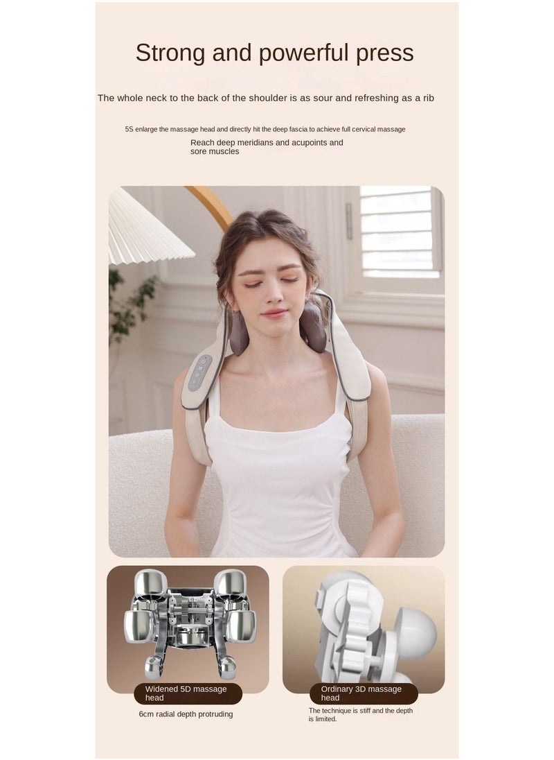 Generic - Neck And Shoulder Back Massager With Heat Electric Vibration Deep Tissue 5D Kneading Massage Pillow For Pain Relief On Waist Leg Calf Foot Arm Belly Full Body Muscles - Image 1