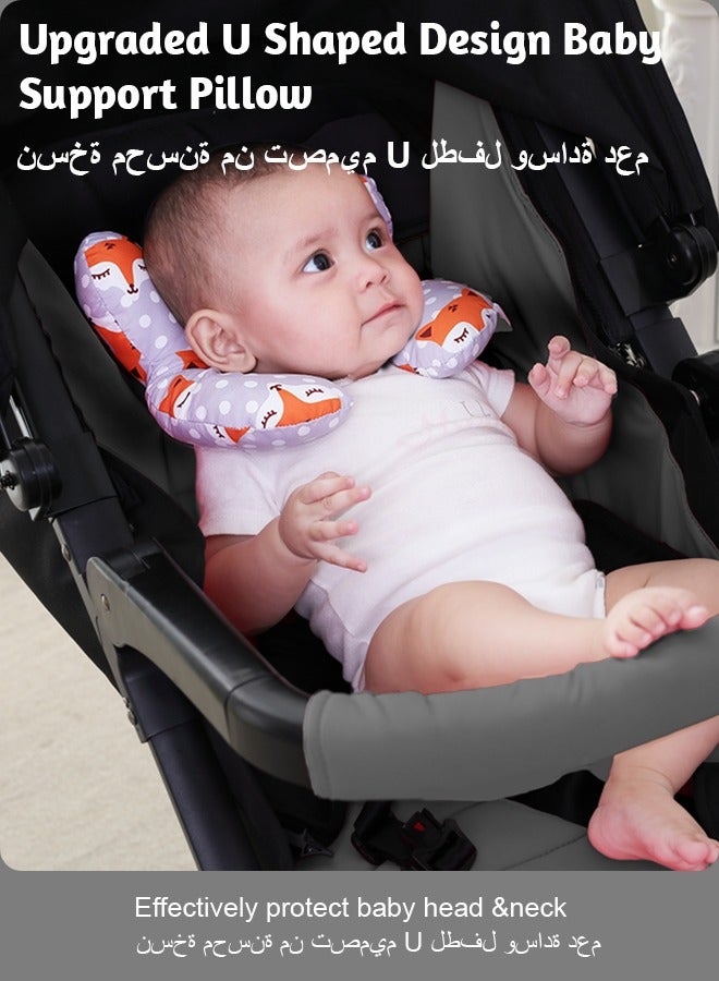 Baby Travel Pillow, Baby Pillow for Head and Neck, Upgraded Baby Support Pillow, Baby Neck Pillows for Car Seat,Pushchair,Travel (Gray Fox) - Image 2