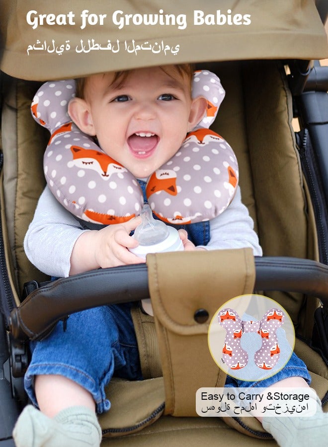 Baby Travel Pillow, Baby Pillow for Head and Neck, Upgraded Baby Support Pillow, Baby Neck Pillows for Car Seat,Pushchair,Travel (Gray Fox) - Image 3