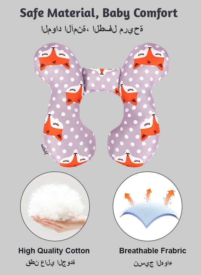 Baby Travel Pillow, Baby Pillow for Head and Neck, Upgraded Baby Support Pillow, Baby Neck Pillows for Car Seat,Pushchair,Travel (Gray Fox) - Image 4
