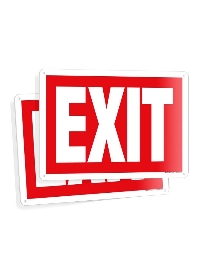 iSYFIX iSYFIX Exit Sign - 2 Pack 14X10 Inch - 40 mil Thick Polystyrene Plastic Sign, Laminated UV, Scratch & Fade Resistance, Waterproof, Indoor & Outdoor, Exit Signs for Exterior.  - Image 1
