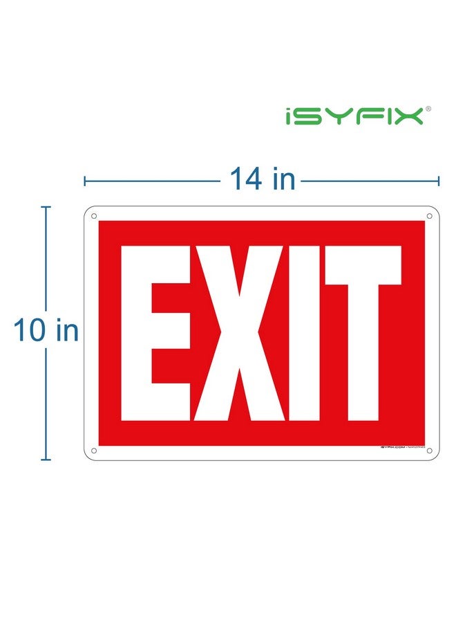 iSYFIX iSYFIX Exit Sign - 2 Pack 14X10 Inch - 40 mil Thick Polystyrene Plastic Sign, Laminated UV, Scratch & Fade Resistance, Waterproof, Indoor & Outdoor, Exit Signs for Exterior.  - Image 2