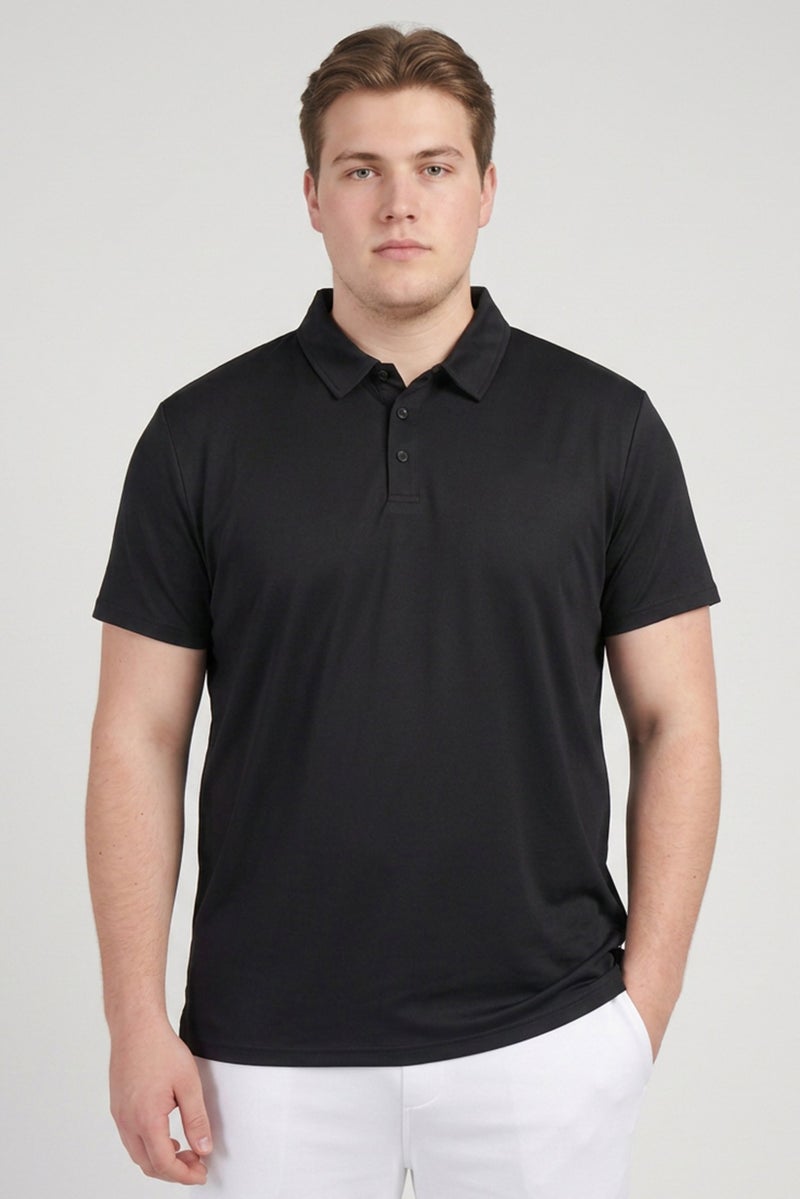Layer 8 Men Sportswear Fit Short Sleeve Outdoor Polo Shirt, Black - Image 1