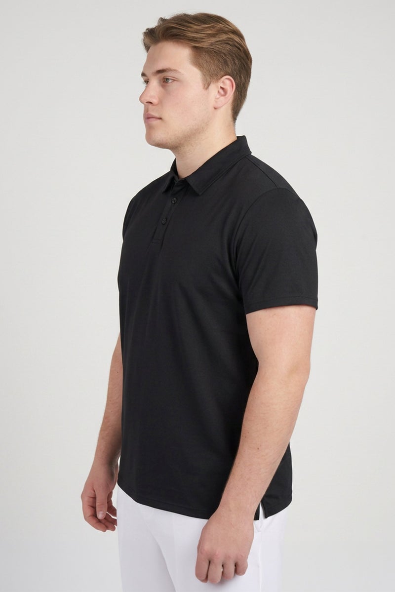 Layer 8 Men Sportswear Fit Short Sleeve Outdoor Polo Shirt, Black - Image 3