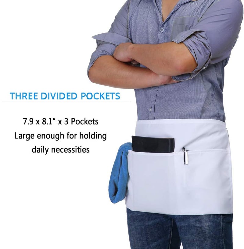 BOHARERS Waist Apron with 3 Pockets - Black Waitress Waiter Server Short Aprons - Image 2