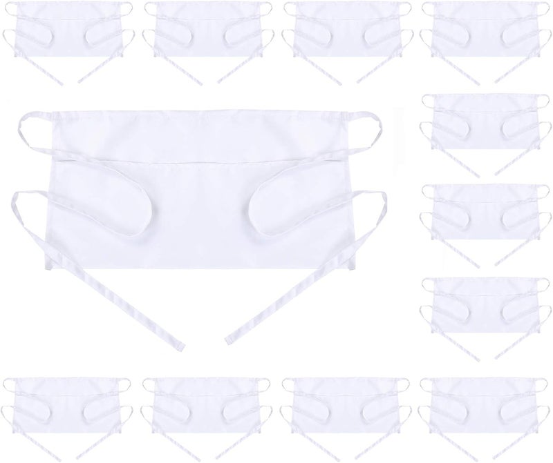 BOHARERS Waist Apron with 3 Pockets - Black Waitress Waiter Server Short Aprons - Image 1