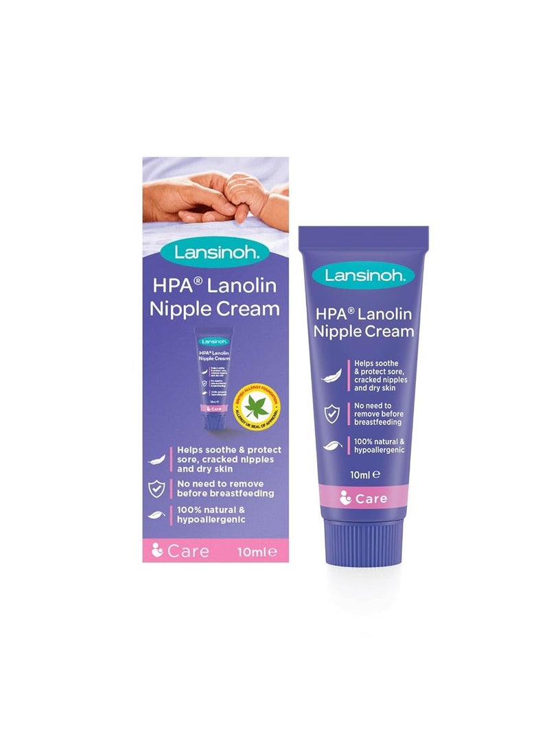 كريم لانولين للحلمات من لانسينوه إتش بي إيه لعلاج الحلمات المتشققة والجافة والملتهبة، للأمهات المرضعات، طبيعي 100%، مهدئ، عديم الطعم والرائحة، مختبر سريريًا، آمن على الطفل، أساسيات الأمومة، 10 مل - Image 1