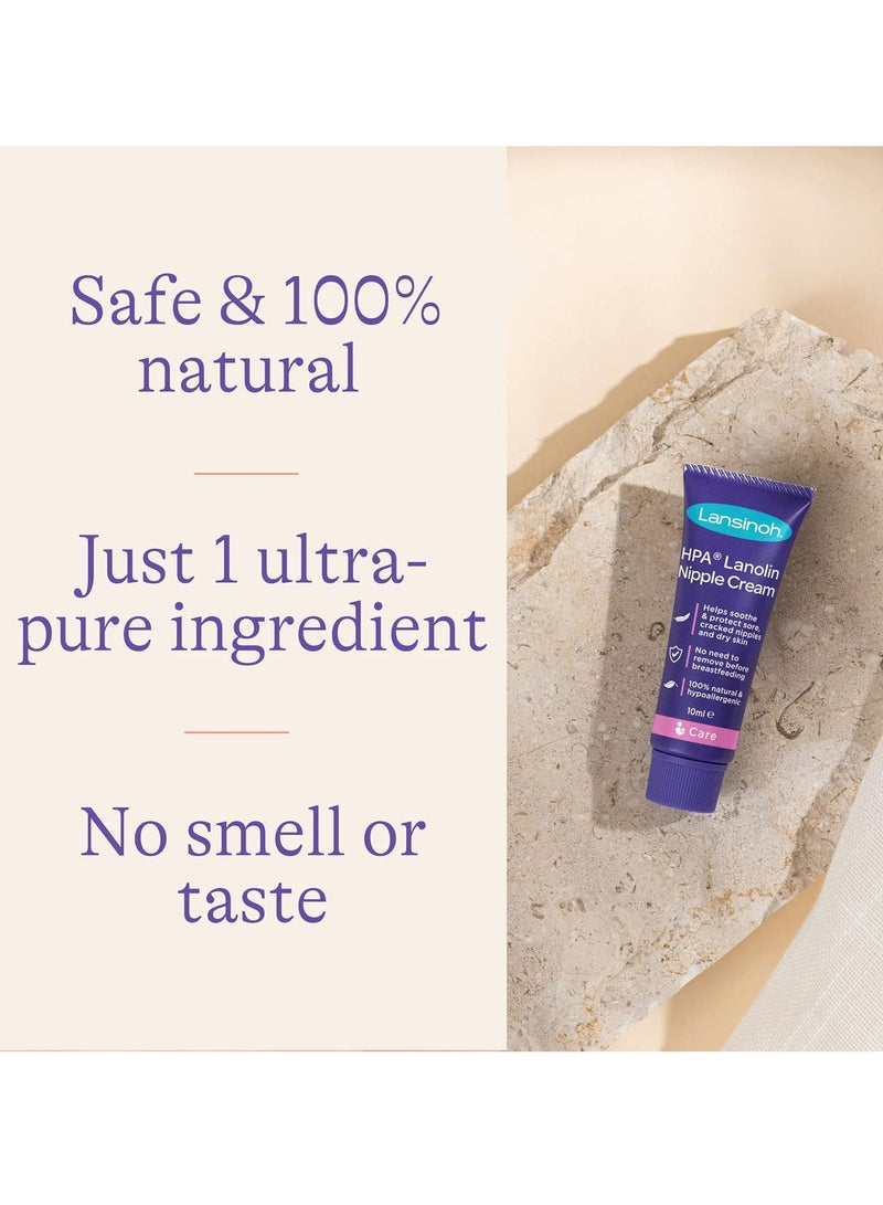 كريم لانولين للحلمات من لانسينوه إتش بي إيه لعلاج الحلمات المتشققة والجافة والملتهبة، للأمهات المرضعات، طبيعي 100%، مهدئ، عديم الطعم والرائحة، مختبر سريريًا، آمن على الطفل، أساسيات الأمومة، 10 مل - Image 2
