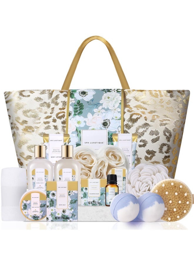 سبا لوكستيك سلال هدايا سبا فاخرة للنساء - مجموعة هدايا للنساء، 15 قطعة من مجموعة سبا فاخرة للاسترخاء مع قنابل استحمام، هدايا عيد ميلاد للجسم ومجموعة استحمام - Image 1