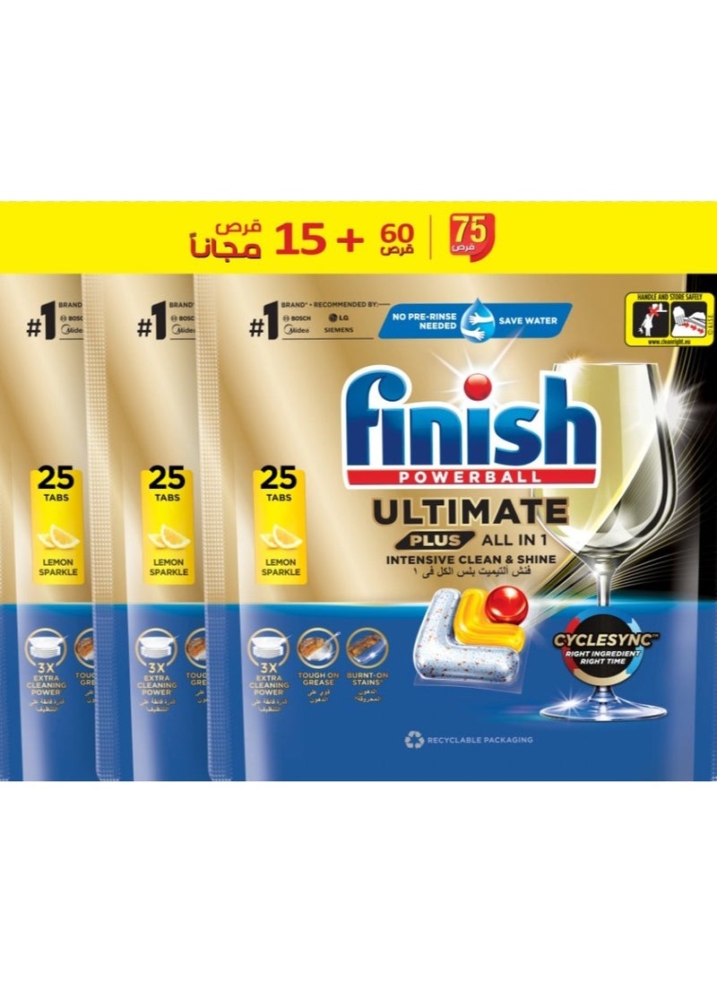 Finish Dishwasher Cleaner Power Ball 75 Tablet pack of 3 