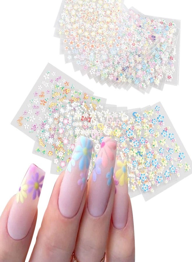 OSTTMA 30Sheets Colorful Flower Nail Art Stickers 3D Self Adhesive Nails Decals Nail Art Supplies Colorful Flower Stickers Daisy Floral Bow Tie Heart Nail Designs Manicure Tips Nail Decoration - Image 1