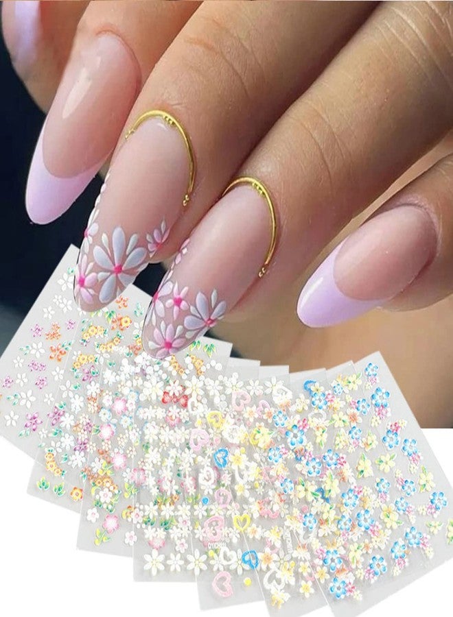 OSTTMA 30Sheets Colorful Flower Nail Art Stickers 3D Self Adhesive Nails Decals Nail Art Supplies Colorful Flower Stickers Daisy Floral Bow Tie Heart Nail Designs Manicure Tips Nail Decoration - Image 3