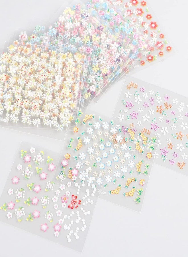OSTTMA 30Sheets Colorful Flower Nail Art Stickers 3D Self Adhesive Nails Decals Nail Art Supplies Colorful Flower Stickers Daisy Floral Bow Tie Heart Nail Designs Manicure Tips Nail Decoration - Image 5