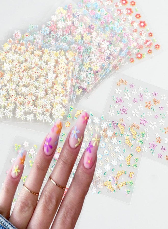 OSTTMA 30Sheets Colorful Flower Nail Art Stickers 3D Self Adhesive Nails Decals Nail Art Supplies Colorful Flower Stickers Daisy Floral Bow Tie Heart Nail Designs Manicure Tips Nail Decoration - Image 2