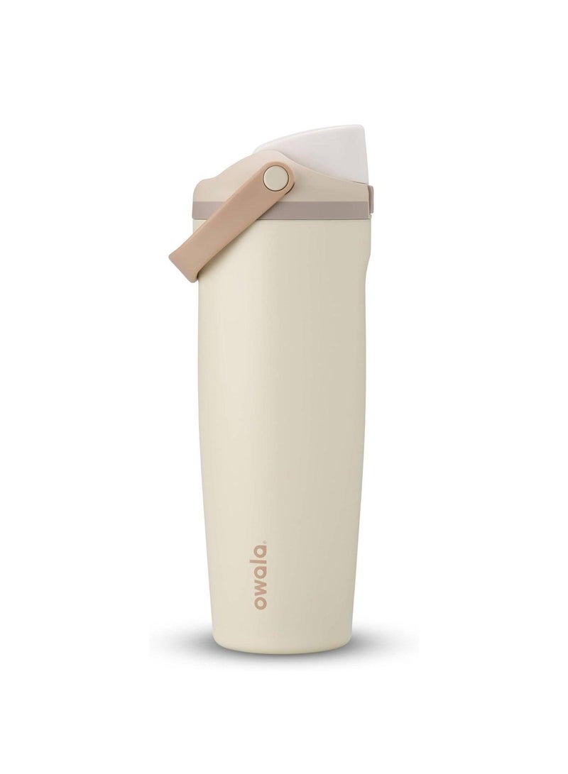 زجاجة مياه فري سيب سواي المعزولة من الفولاذ المقاوم للصدأ، سعة ٣٠ أونصة، مزودة بفوهة ثنائية الاتجاه، وماصة مدمجة ومقبض على شكل دلو، مصممة للسفر والمدرسة والرياضة، خالية من مادة BPA، ومضادة للتسرب. - Image 1