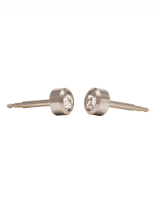 Studex 2MM April – Crystal Bezel Allergy free Stainless Steel Ear Studs - Image 4