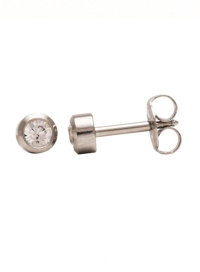 Studex 2MM April – Crystal Bezel Allergy free Stainless Steel Ear Studs - Image 3
