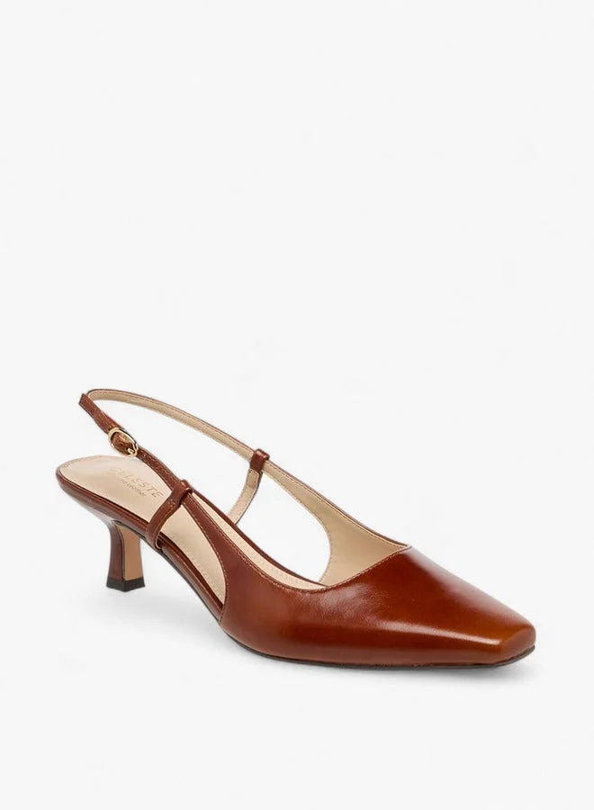 سيليست أحذية نسائية مربعة بكعب هريرة وإغلاق بإبزيم