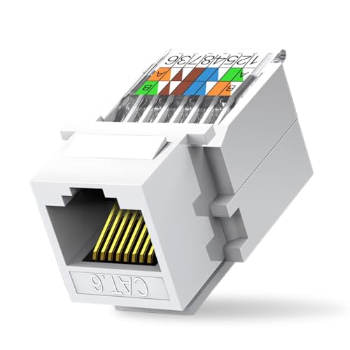 ZOERAX 10-Pack Cat6 Tool-Less RJ45 Keystone Jack, No Punch-Down Tool Required Module Coupler (Not Compatible with Patch Panel), White - Image 1