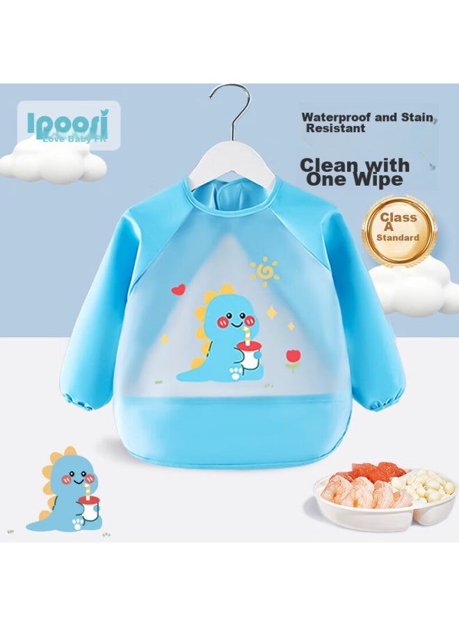Lovebox Aibaoshi Children's Coverall, Autumn And Winter Long-sleeve Style, Baby Eating Bib, Kids' Waterproof Reverse Wear Clothing, Cute Car Design G036 - Image 1