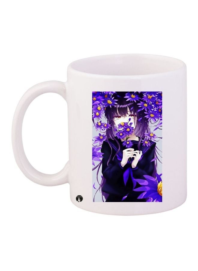 Anime Character Printed Coffee Mug White/Purple/Black 11ounce