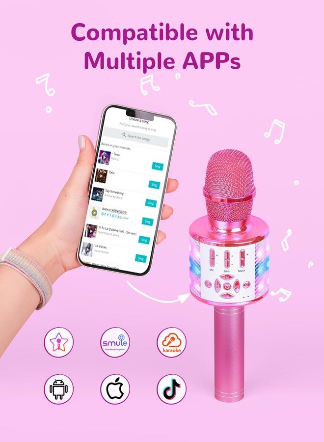 Amazmic - Easter Basket Toys for Girls, Karaoke Microphone for Kids, Microphone for Kids with Lights, Birthday Gift for Girls, Kids Toy for 3 4 5 6 7 8+ (Pink - Image 3