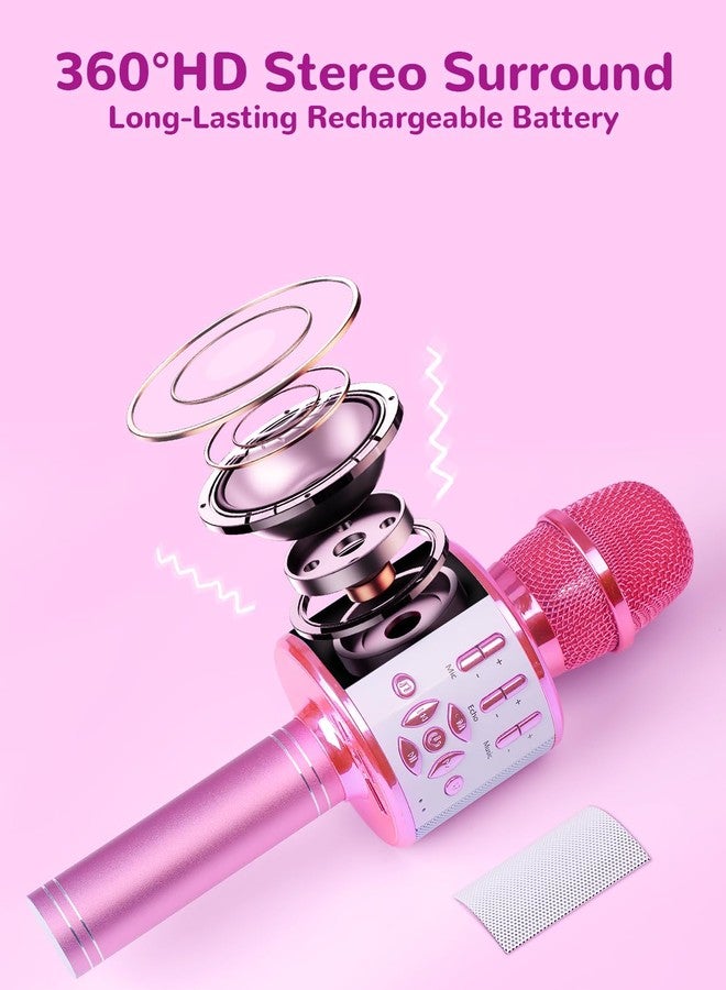Amazmic - Easter Basket Toys for Girls, Karaoke Microphone for Kids, Microphone for Kids with Lights, Birthday Gift for Girls, Kids Toy for 3 4 5 6 7 8+ (Pink - Image 2