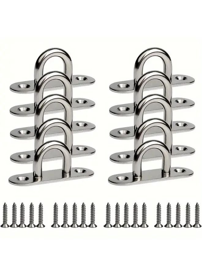 5 M5 Screw In Eye Plates With Rings Stainless Steel Heavy Duty For Wall Mounting - Image 2