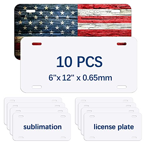 ORJ 10 Pack Sublimation License Plate Blanks 6"X12" x 0.65mm,White Metal Aluminum Automotive Front License Plate Tag - Image 1